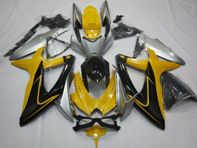 2008-2010 Yellow Black and Silver Suzuki GSXR 600-750 Motorcycle Fairings 2008-2010 Yellow Black and Silver Suzuki GSXR 600-750 Motorcycle Fairings