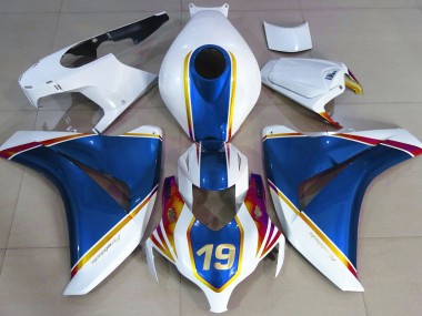 2008-2011 Gloss Blue and White Honda CBR1000RR Motorcycle Fairings