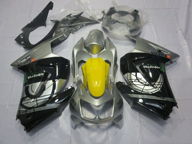 2008-2013 Silver and Black Kawasaki Ninja 250 Motorcycle Fairings 2008-2013 Silver and Black Kawasaki Ninja 250 Motorcycle Fairings