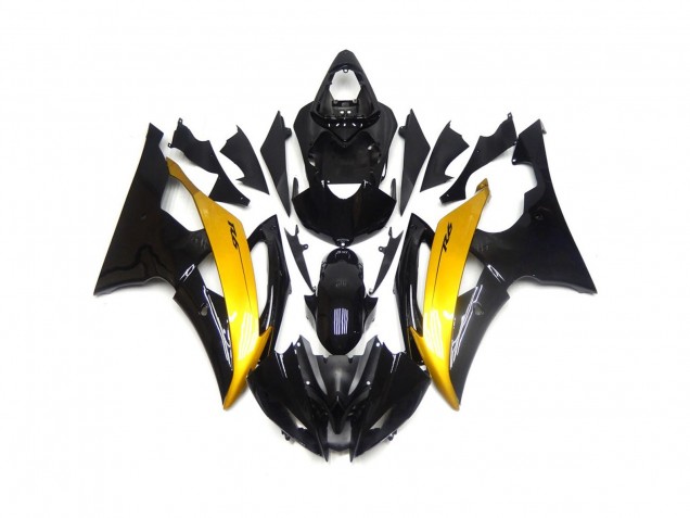 2008-2016 Black and Gold Gloss Yamaha R6 Motorcycle Fairings 2008-2016 Black and Gold Gloss Yamaha R6 Motorcycle Fairings