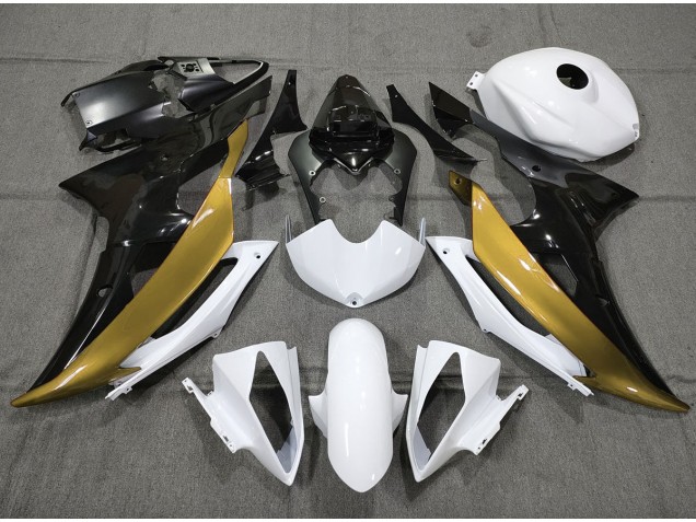 2008-2016 Custom Gold Black and White Yamaha R6 Motorcycle Fairings 2008-2016 Custom Gold Black and White Yamaha R6 Motorcycle Fairings