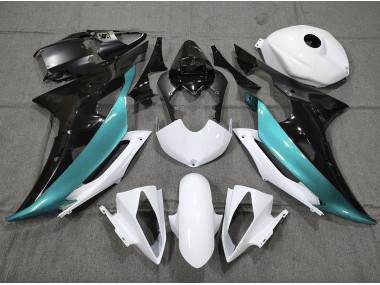 2008-2016 Custom LightBlue Black and White Yamaha R6 Motorcycle Fairings