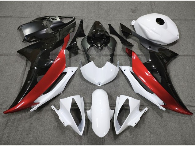 2008-2016 Custom Red Black and White Yamaha R6 Motorcycle Fairings 2008-2016 Custom Red Black and White Yamaha R6 Motorcycle Fairings