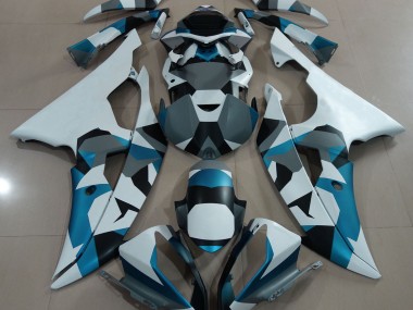 2008-2016 Glacier Blue Snow Camo Yamaha R6 Motorcycle Fairings