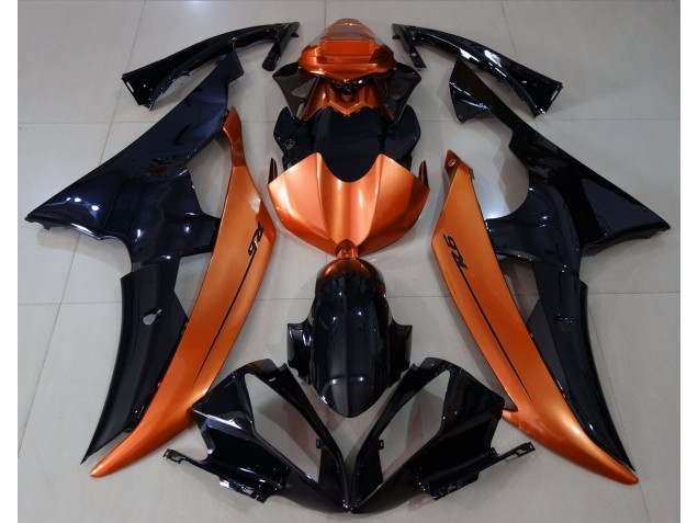 2008-2016 Gloss Black & Light Orange Yamaha R6 Motorcycle Fairings 2008-2016 Gloss Black & Light Orange Yamaha R6 Motorcycle Fairings