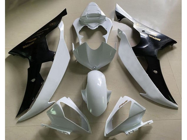 2008-2016 Gloss White and Black & Gold Yamaha R6 Motorcycle Fairings 2008-2016 Gloss White and Black & Gold Yamaha R6 Motorcycle Fairings