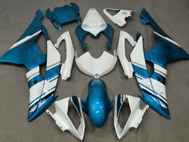 2008-2016 Gloss White and Light Blue OEM Style Yamaha R6 Motorcycle Fairings