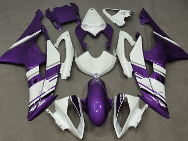 2008-2016 Gloss White and Purple OEM Style Yamaha R6 Motorcycle Fairings