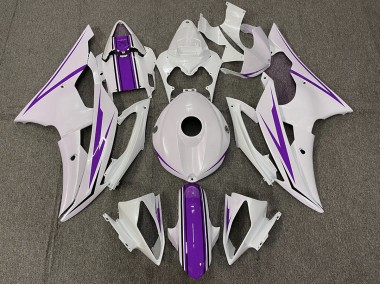 2008-2016 Gloss White and Purple Yamaha R6 Motorcycle Fairings