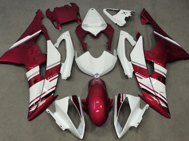 2008-2016 Gloss White and Red OEM Style Yamaha R6 Motorcycle Fairings