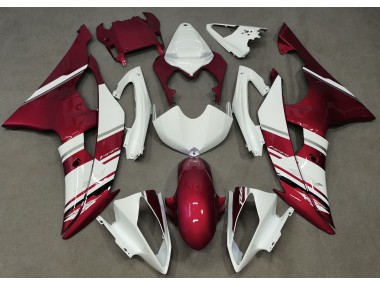 2008-2016 Gloss White and Red OEM Style Yamaha R6 Motorcycle Fairings