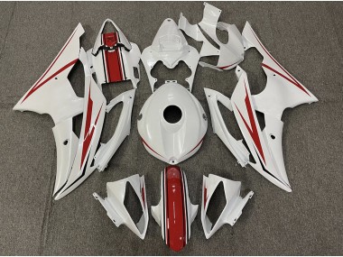 2008-2016 Gloss White and Red Yamaha R6 Motorcycle Fairings