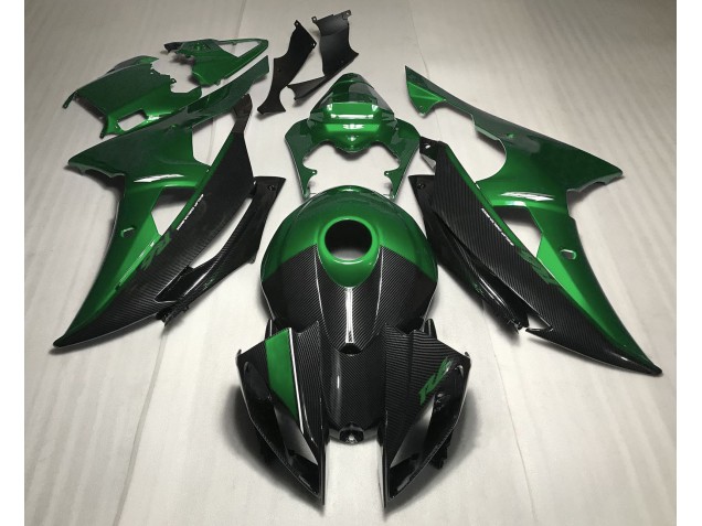 2008-2016 Green w Carbon Style Yamaha R6 Motorcycle Fairings 2008-2016 Green w Carbon Style Yamaha R6 Motorcycle Fairings