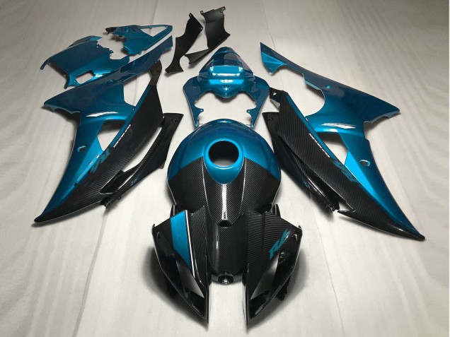 2008-2016 Light Blue w Carbon Style Yamaha R6 Motorcycle Fairings 2008-2016 Light Blue w Carbon Style Yamaha R6 Motorcycle Fairings