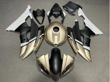 2008-2016 Matte Black and Gold Yamaha R6 Motorcycle Fairings
