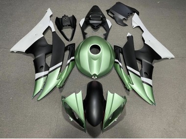 2008-2016 Matte Black and Green Yamaha R6 Motorcycle Fairings