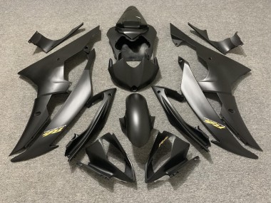 2008-2016 Matte Black with Gold Logo Yamaha R6 Motorcycle Fairings