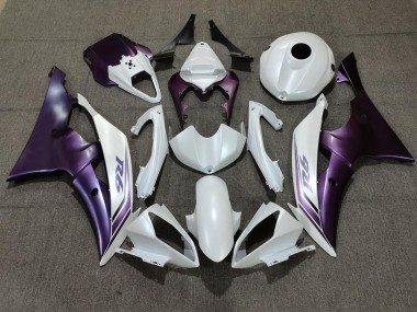 2008-2016 Matte White and Purple Yamaha R6 Motorcycle Fairings