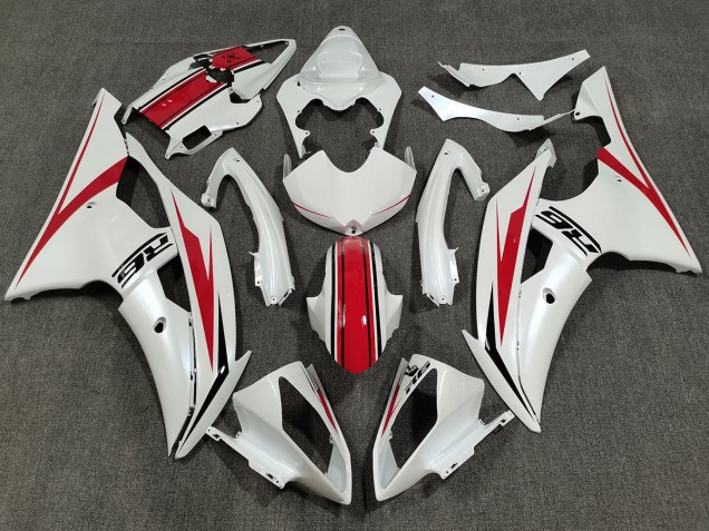 2008-2016 Pearl White & Gloss Red Yamaha R6 Motorcycle Fairings 2008-2016 Pearl White & Gloss Red Yamaha R6 Motorcycle Fairings