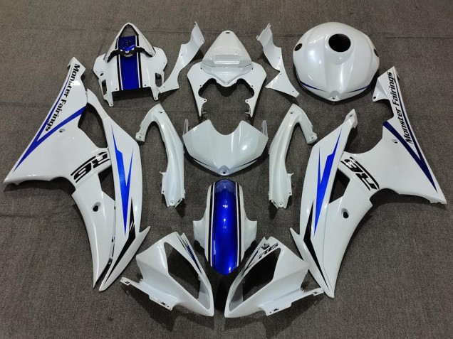 2008-2016 Pearl White and Blue Yamaha R6 Motorcycle Fairings 2008-2016 Pearl White and Blue Yamaha R6 Motorcycle Fairings