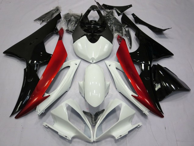 2008-2016 Red Black and White Yamaha R6 Motorcycle Fairings 2008-2016 Red Black and White Yamaha R6 Motorcycle Fairings