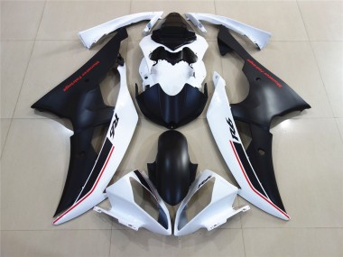 2008-2016 White with Black Custom OEM Style Yamaha R6 Motorcycle Fairings
