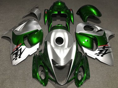 2008-2019 Gloss Green and Silver Suzuki GSXR 1300 Motorcycle Fairings