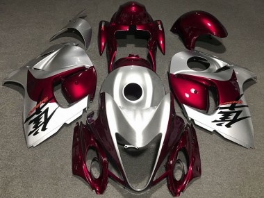 2008-2019 Gloss Red and Silver Suzuki GSXR 1300 Motorcycle Fairings