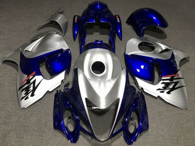 2008-2019 Gloss Silver and Blue Suzuki GSXR 1300 Motorcycle Fairings