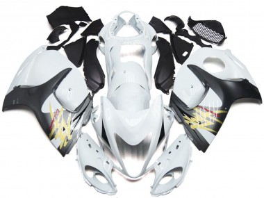 2008-2019 Gloss White with Silver Style Suzuki GSXR 1300 Motorcycle Fairings