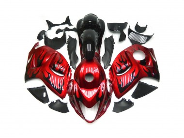 2008-2019 Vibrant Red with Black Flames Suzuki GSXR 1300 Motorcycle Fairings