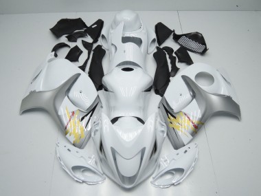 2008-2019 White and Silver Suzuki GSXR 1300 Motorcycle Fairings