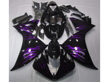 2009-2012 Black & Purple Flame Yamaha R1 Motorcycle Fairings