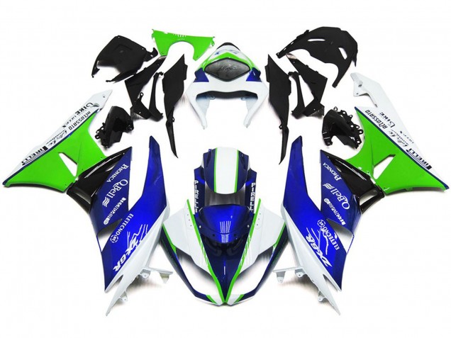 2009-2012 Deep Blue Green and White Kawasaki ZX6R Motorcycle Fairings 2009-2012 Deep Blue Green and White Kawasaki ZX6R Motorcycle Fairings