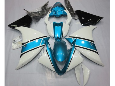 2009-2012 Gloss White and Light Blue Yamaha R1 Motorcycle Fairings