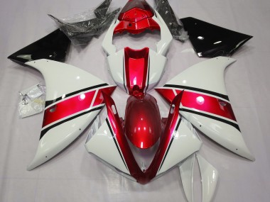 2009-2012 Gloss White and Metallic Red Yamaha R1 Motorcycle Fairings