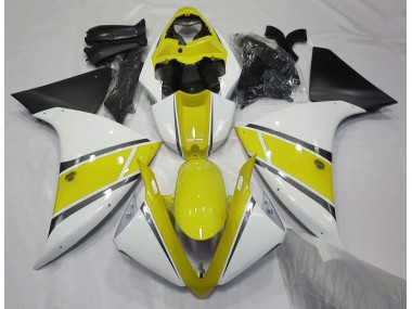 2009-2012 Gloss White and Yellow Yamaha R1 Motorcycle Fairings