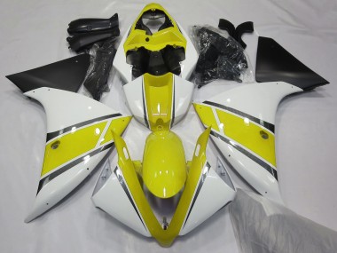 2009-2012 Gloss White and Yellow Yamaha R1 Motorcycle Fairings