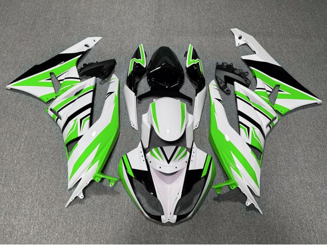 2009-2012 Green White and Black Zag Kawasaki ZX6R Motorcycle Fairings 2009-2012 Green White and Black Zag Kawasaki ZX6R Motorcycle Fairings