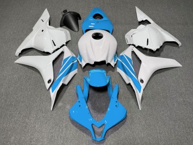 2009-2012 Light Blue and White Side Stripe Honda CBR600RR Motorcycle Fairings