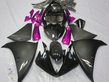 2009-2012 Matte Black & Pink Yamaha R1 Motorcycle Fairings