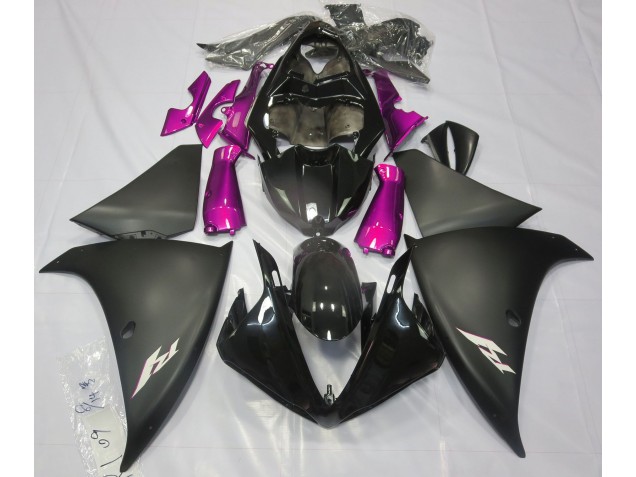 2009-2012 Matte Black & Pink Yamaha R1 Motorcycle Fairings