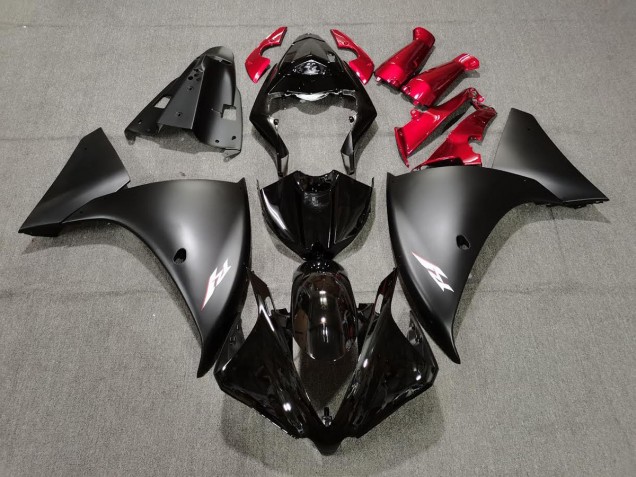 2009-2012 Matte Black and Red Yamaha R1 Motorcycle Fairings 2009-2012 Matte Black and Red Yamaha R1 Motorcycle Fairings