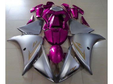 2009-2012 Matte Silver & Pink Yamaha R1 Motorcycle Fairings