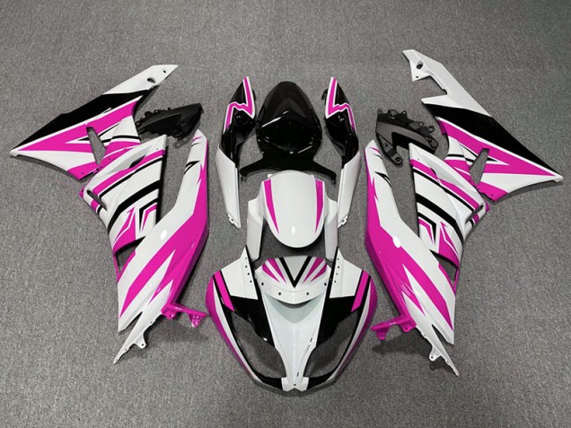 2009-2012 Pink White and Black Zag Kawasaki ZX6R Motorcycle Fairings 2009-2012 Pink White and Black Zag Kawasaki ZX6R Motorcycle Fairings