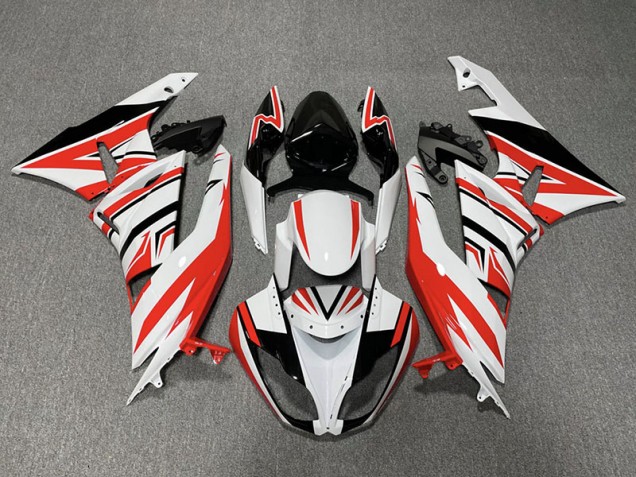 2009-2012 Red White and Black Zag Kawasaki ZX6R Motorcycle Fairings 2009-2012 Red White and Black Zag Kawasaki ZX6R Motorcycle Fairings