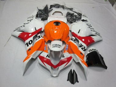 2009-2012 White Orange Repsol Honda CBR600RR Motorcycle Fairings