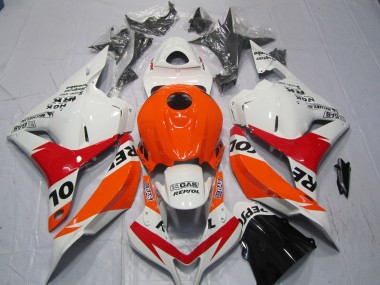 2009-2012 White and Red Repsol Honda CBR600RR Motorcycle Fairings
