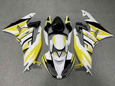 2009-2012 Yellow White and Black Zag Kawasaki ZX6R Motorcycle Fairings