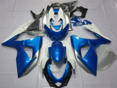 2009-2016 Blue and White Suzuki GSXR 1000 Motorcycle Fairings